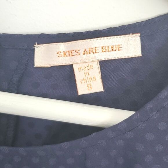 Modcloth Blue Polka Dotted Scalloped Blouse Size S - Picture 4 of 4